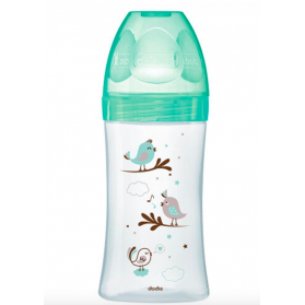 DODIE BIBERON ANTI COLIQUE EN VERRE DEBIT 3 0 A 6 MOIS VERT OISEAUX 270ML