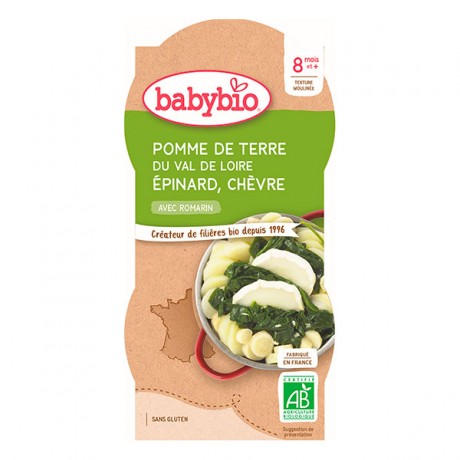 BABYBIO Bol de pomme de terre épinard chèvre dès 8 mois - 2x200g